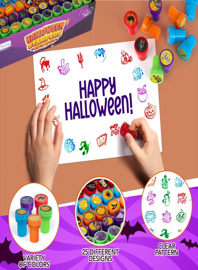 ArtCreativity Halloween Stamps for Kids, Pack of 100 Assorted Pre-Inked Spooky Stampers, Best for Party Favors, Goodie Bag Fillers, Trick or Treat Toy Supplies, Birthday Gift Bags, Pumpkin Stamp - Image 4
